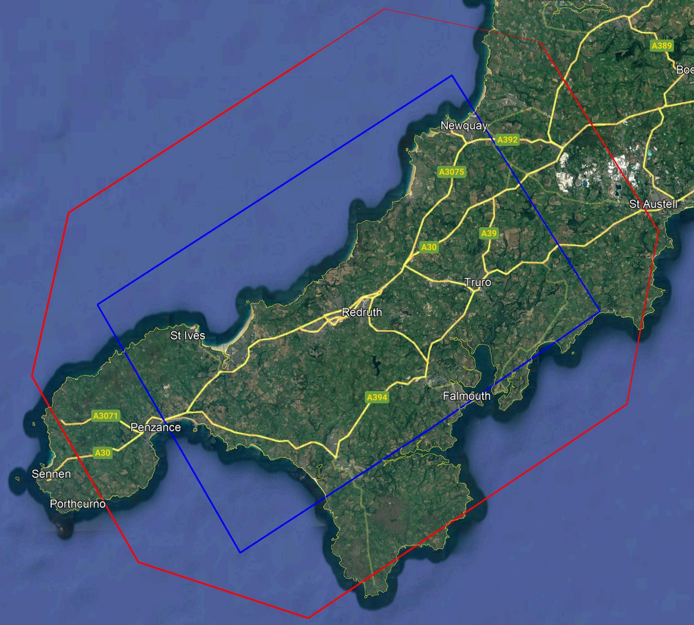 1 Cornwall survey map with roads